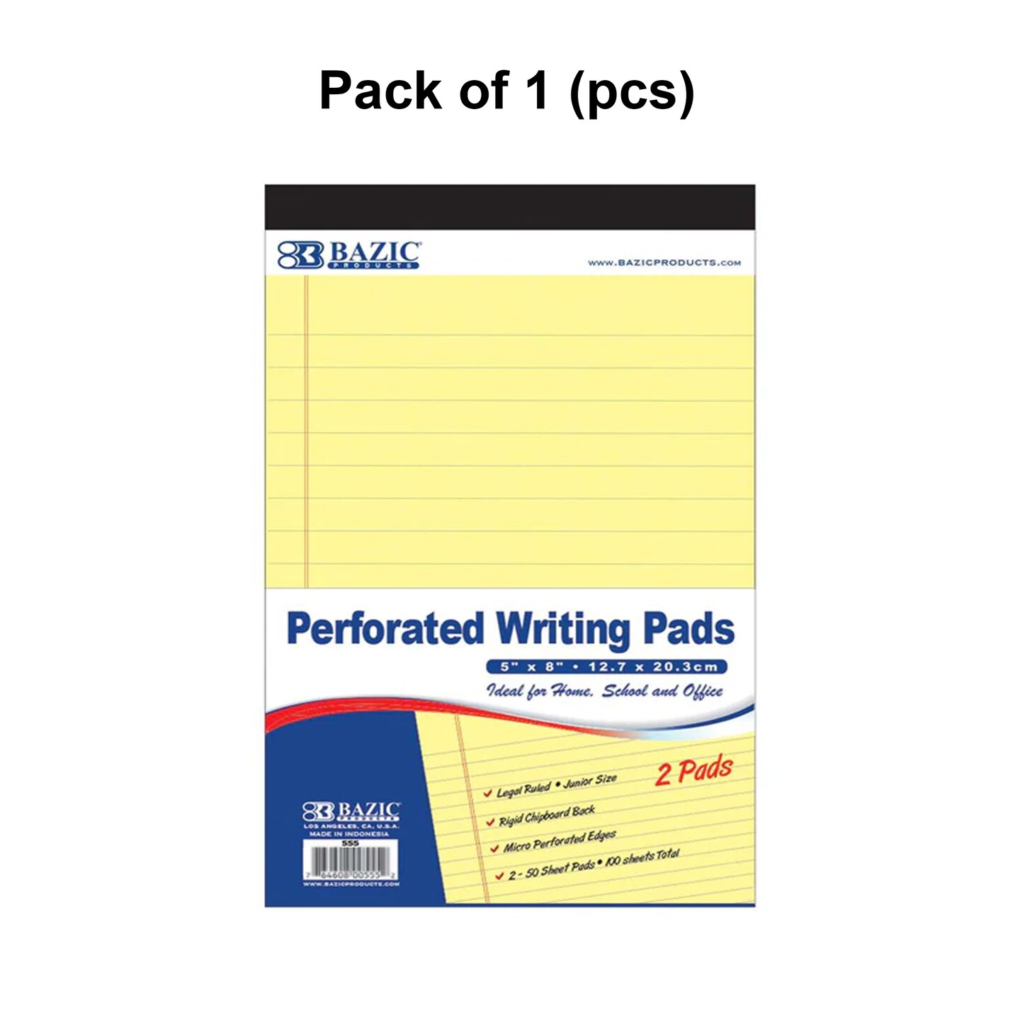 Canary Jr. Perforated Writing Pad 5&#x22; X 8&#x22; 50 Ct.(2/Pack) | MINA&#xAE;