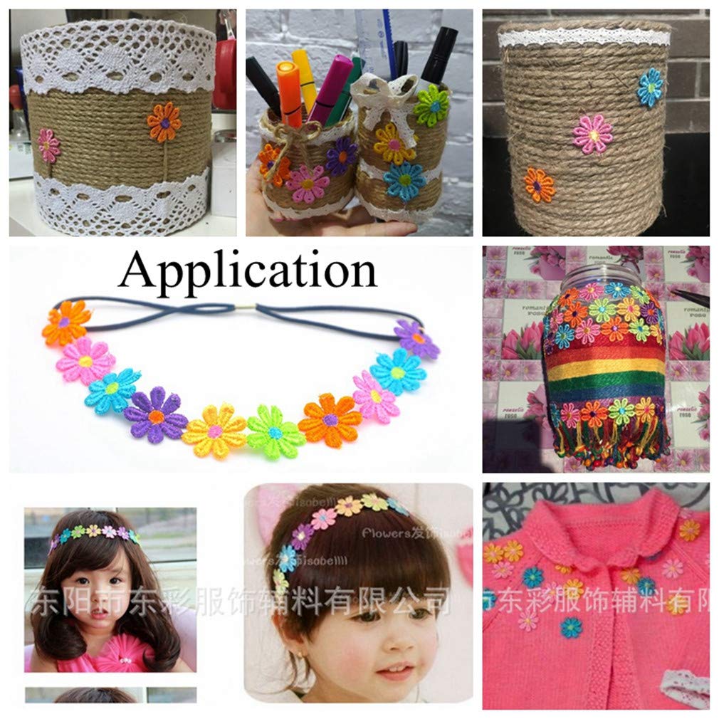 Colorful Daisy Flower Lace Trim Knitting Wedding Embroidered DIY Handmade Patchwork Ribbon Sewing Supplies Crafts 2.5CM Wide 7Yards/Lot