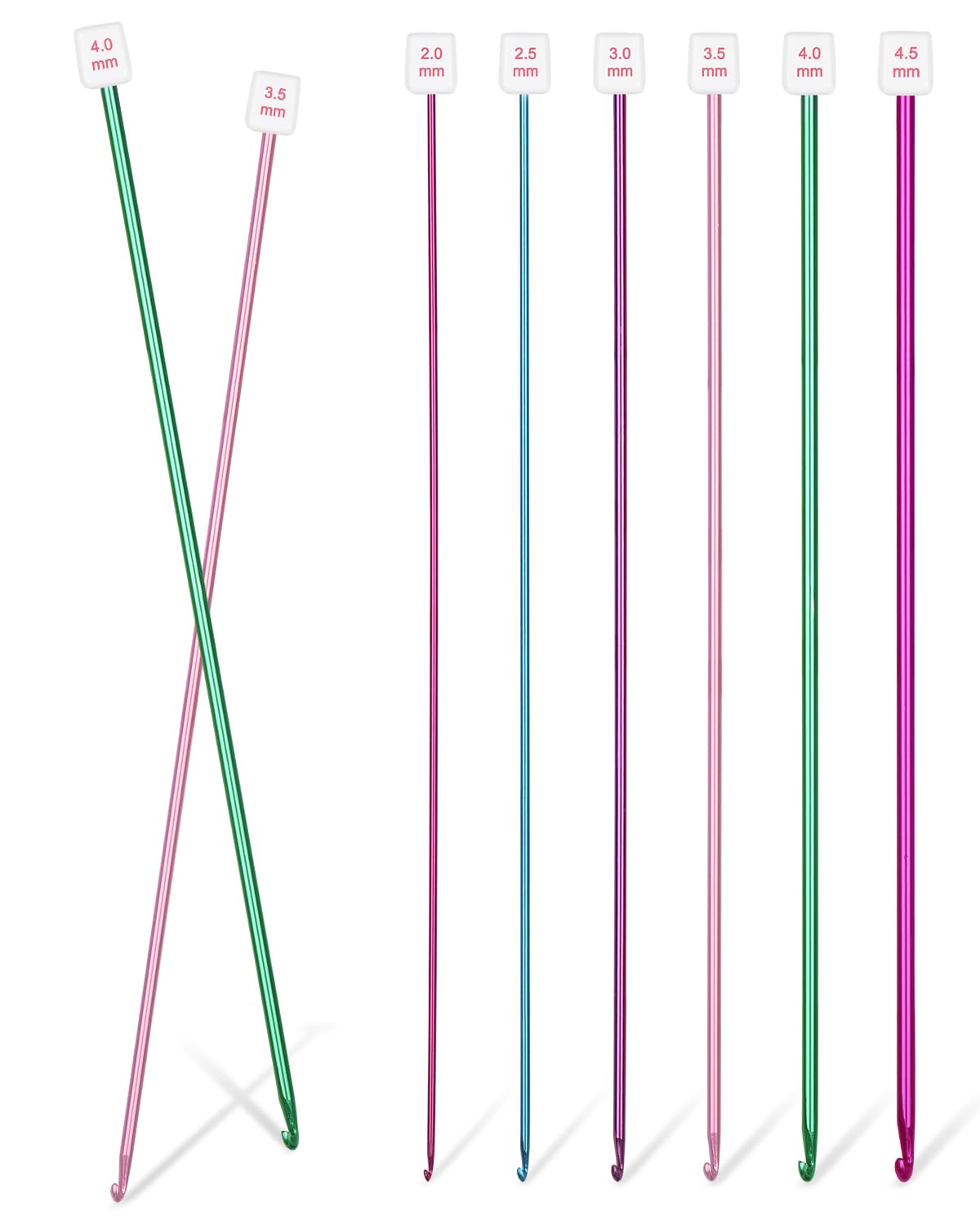 6 Sizes Tunisian Crochet Hooks Set-Long Afghan Tunisian Crochet Hooks-Beginners Crochet Hook Set Aluminum Crochet Needles for Crocheting Knitting Crochet Supplies (Stitches Won&#x27;t Slip Off)