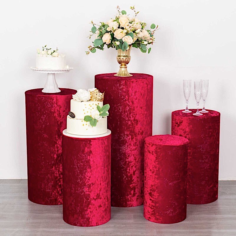 5 Cylinder Pedestal Crushed Velvet Display STAND COVERS