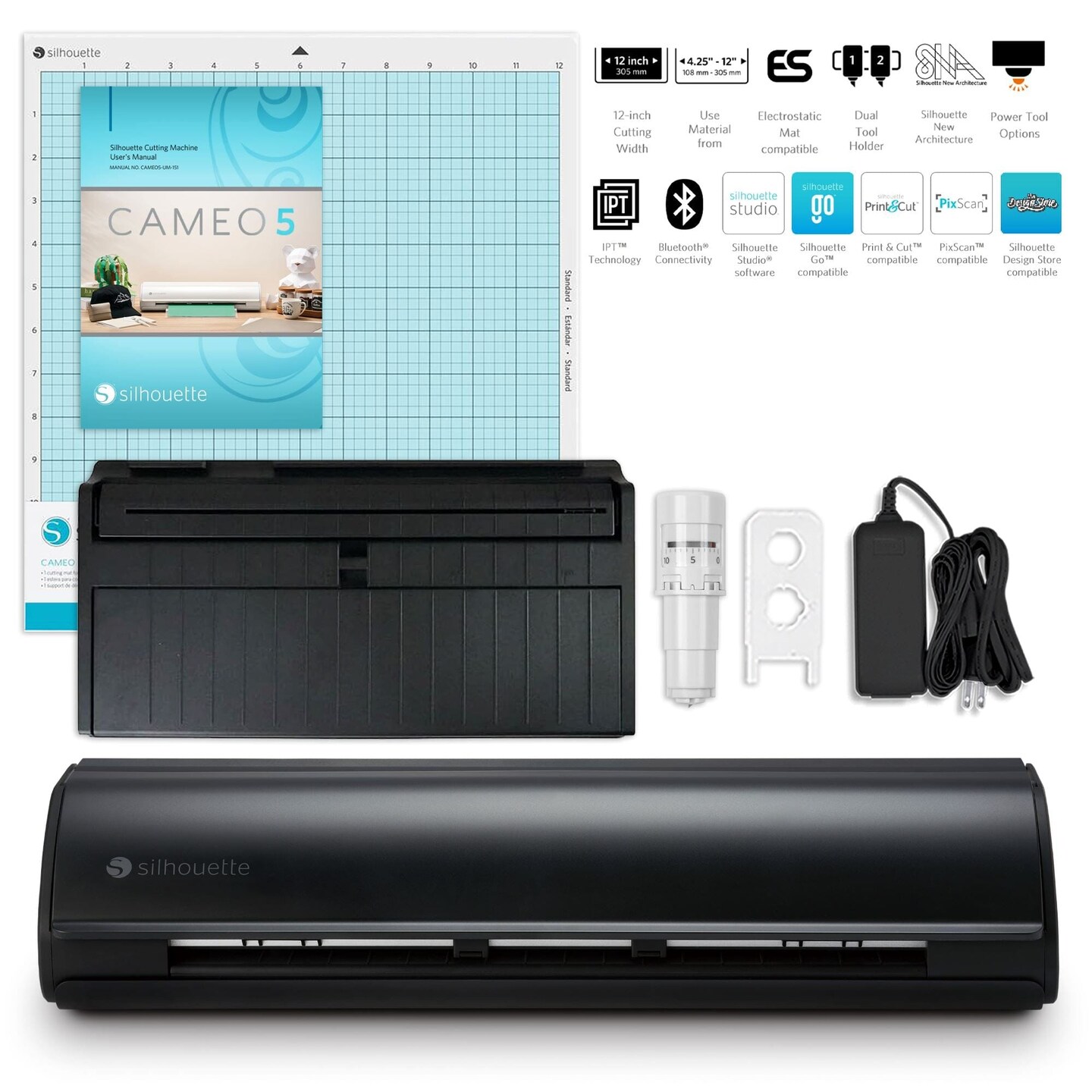 Silhouette Matte Black Cameo 5 - 12" Electronic Vinyl Cutting Machine