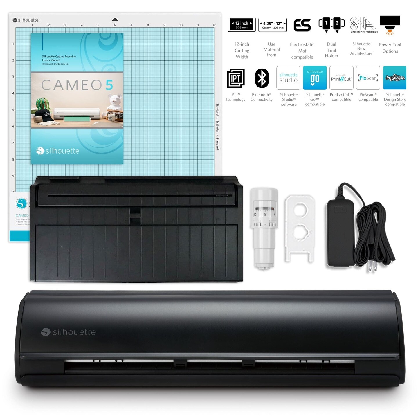 Silhouette Matte Black Cameo 5 - 12&#x22; Electronic Vinyl Cutting Machine