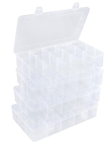 YVUDW Tackle Box Organizer Plastic Jewelry Box with Dividers Snackle Box Charcuterie Container Bead Organizer Containers Craft Storage Organizers 4 Pack