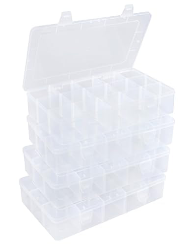 4 Pieces Tackle Box Organizer Plastic Jewelry Box with Dividers Snackle Box Charcuterie Container Bead Organizer Containers Craft Storage Organizers