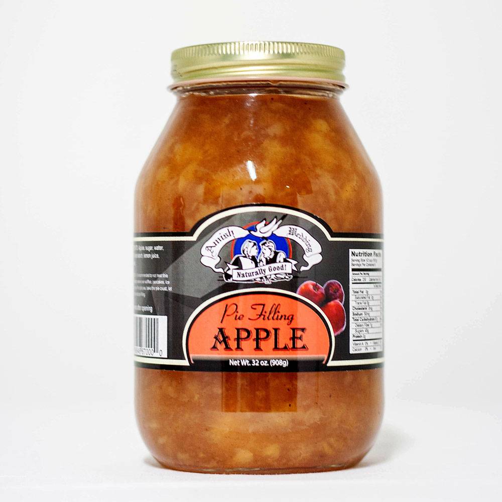 Amish Wedding Apple Pie Filling Pre Cooked Real Natural Flavor 32 Oz Jar