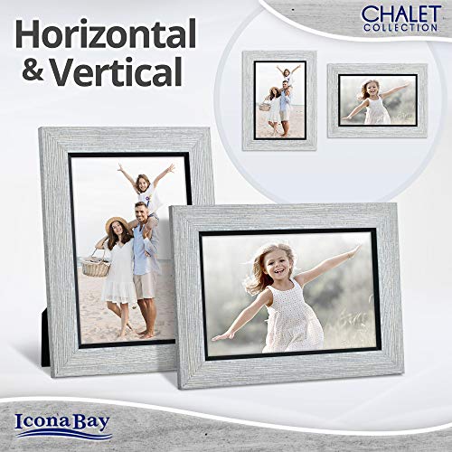 4x6 Loft Gray Picture Frame, Rustic Casual Style 4 x 6 Photo Frame, Table Top or Wall Mount, Chalet Collection