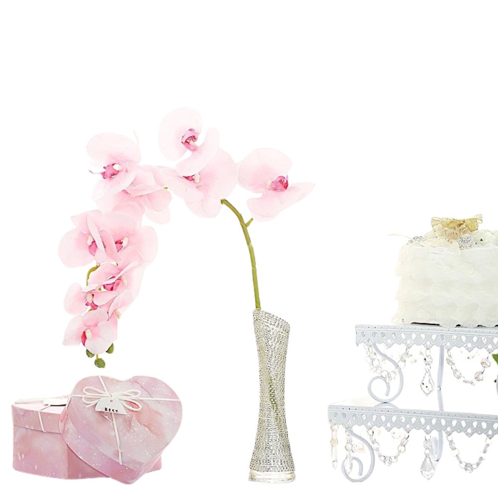 Graceful Silk Orchid Flower Stems: Set of 2, 40-Inch Artificial Centerpieces