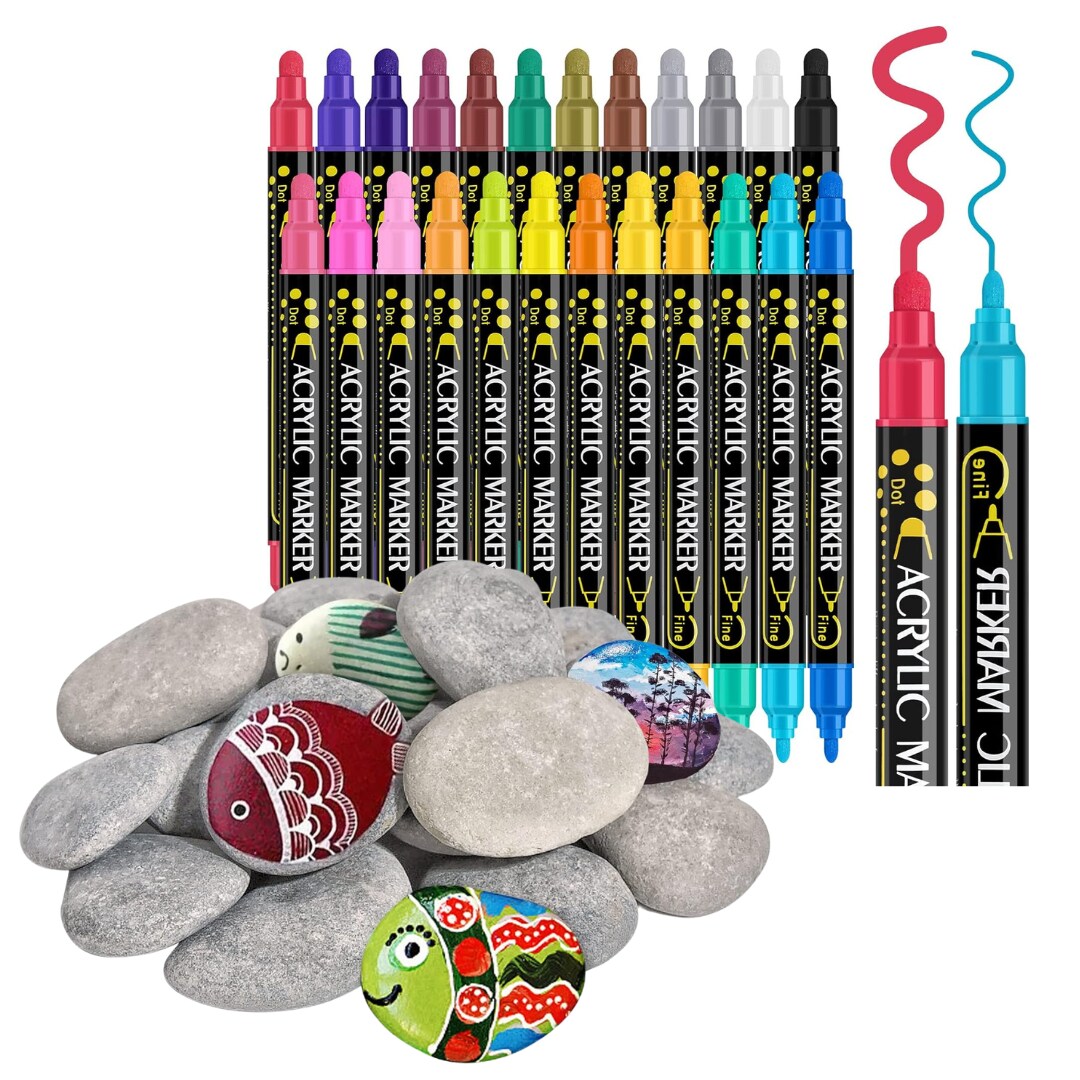 Acrylic Paint Pens and 60PCS Craft Rock Painting Set, for Wood, Canvas, Stone, Glass, Ceramic, DIY Crafts