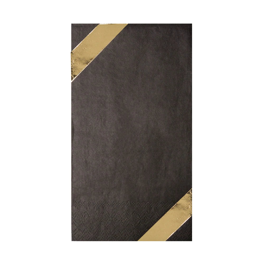 Elegant Black & Gold Guest Napkins – Metallic Foil Luxury Napkins for Weddings, Parties & Special Events