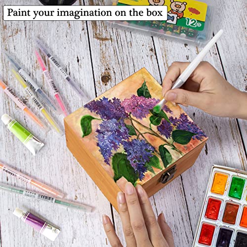 Vintage Wooden Storage Box Container with Hinged Lid and Front Clasp, 5.5&#x27;&#x27; x 5.5&#x27;&#x27; x 3.9&#x27;&#x27; Small Keepsake Box, Rustic Wood Boxes for Crafts Art Hobbies and Home Decoration