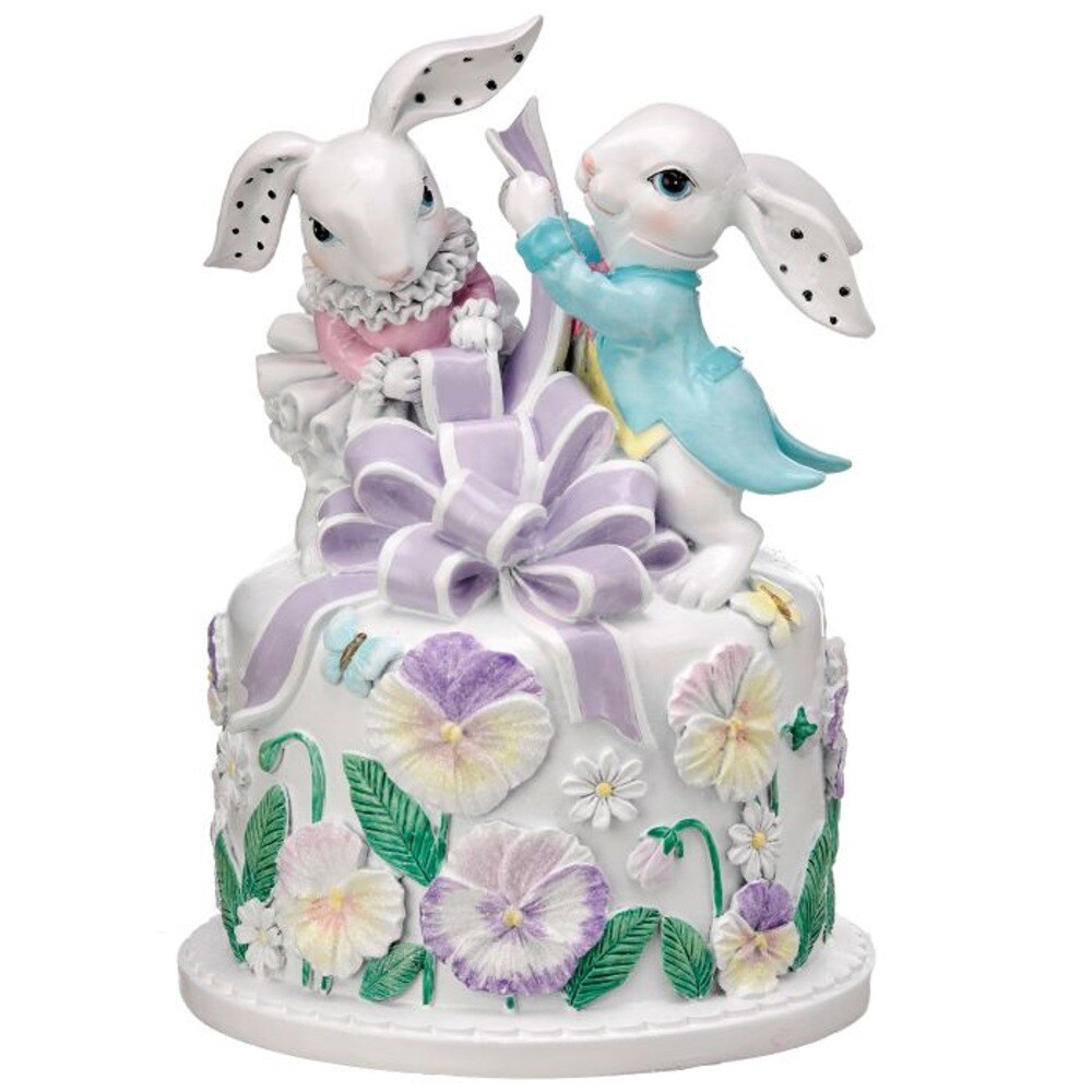 EASTER BUNNIES ON FLORAL CAKE 7.25&#x22;