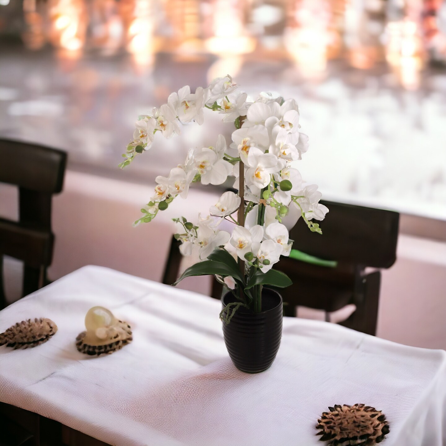 22-Inch Phalaenopsis Orchid Arrangement for Home and Office Floral Décor, Floral Home by Artificial Flowers