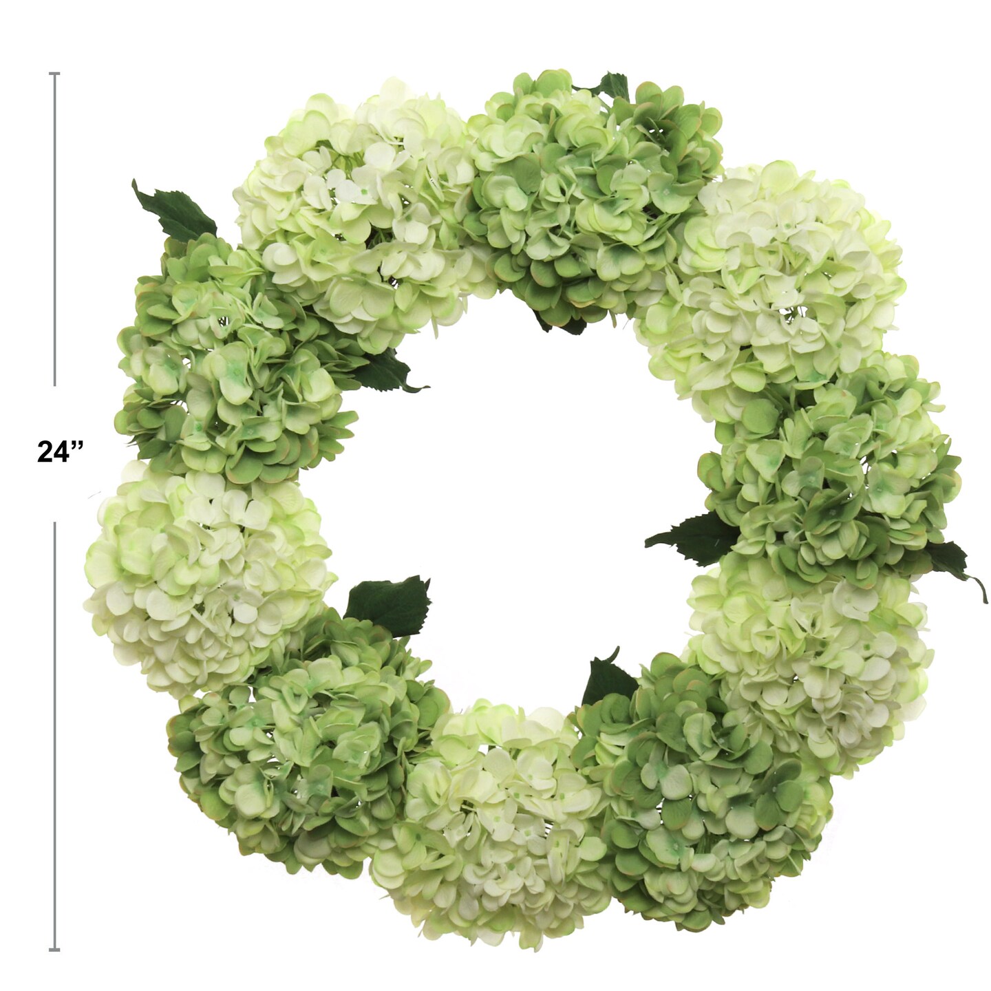 2-Pack: 24&#x22; Mixed Green Hydrangea Wreath with Grapevine Ring, Floral Home by Artificial Flowers