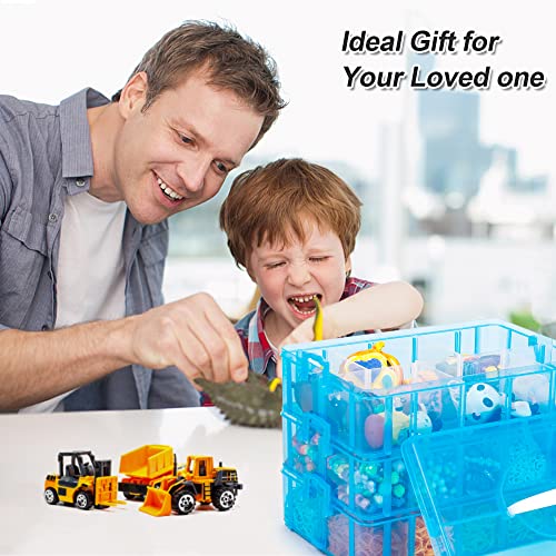 7 Layers Stackable Storage Container, 70 Adjustable Compartments (Blue) Stackable Storage Container, Perfect for Kids Toys, Art Crafts, Jewelry, Supplies, Mini Case &#x26; Letter Sticker Included