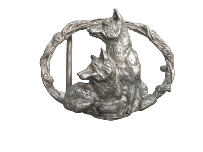 Foxes belt buckle Pewter Super detail design by Beverly Zimmer Belts