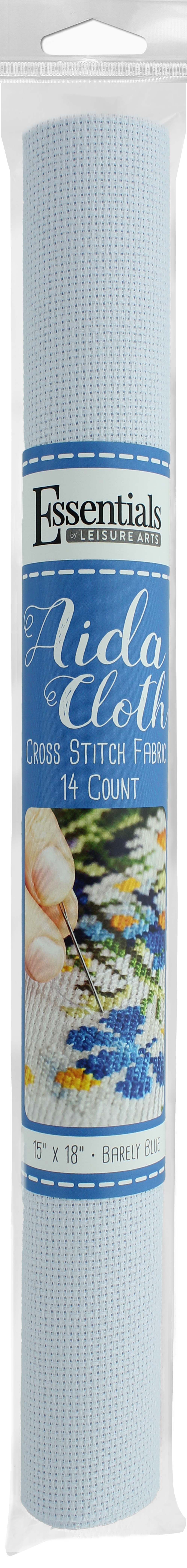Essentials By Leisure Arts  Aida Cloth, 14 count, 15&#x22; x 18&#x22;, Barely Blue cross stitch fabric for embroidery, cross stitch, machine embroidery and needlepoint