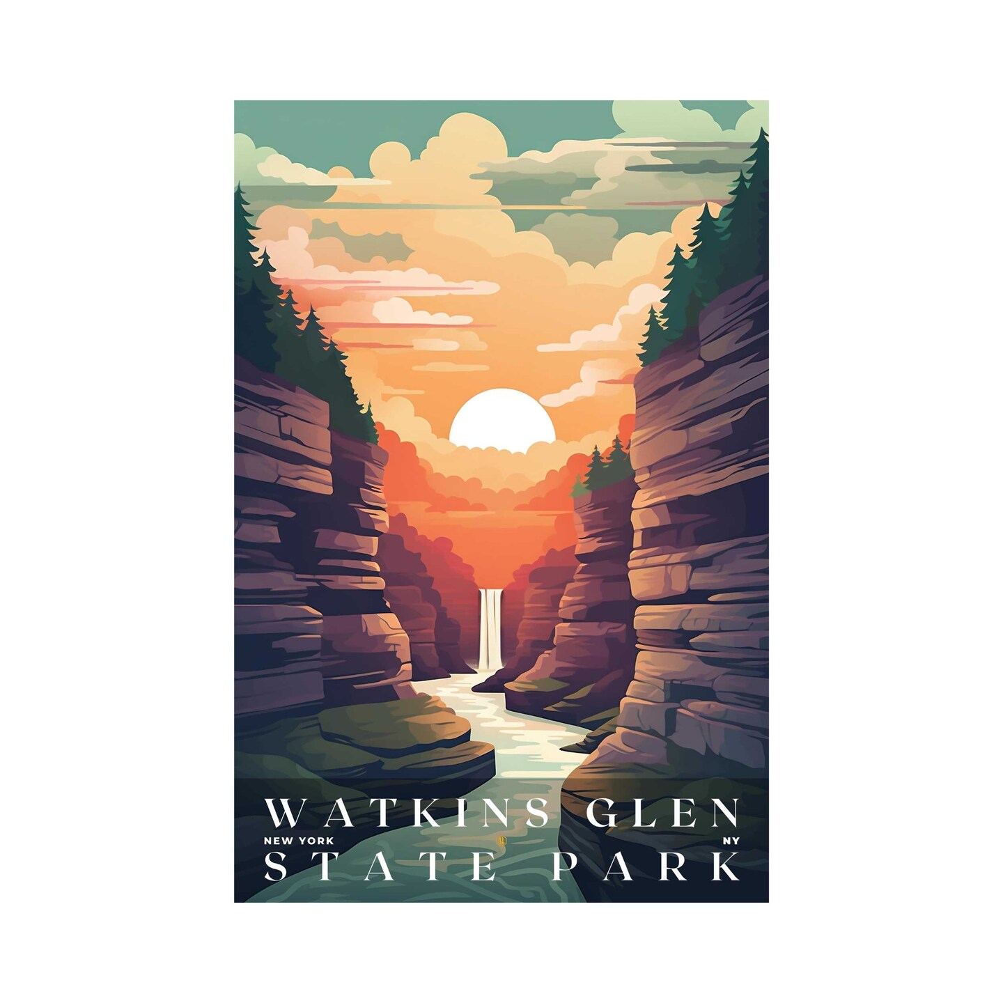 Watkins Glen State Park Poster, Travel Art, Office Poster, Home