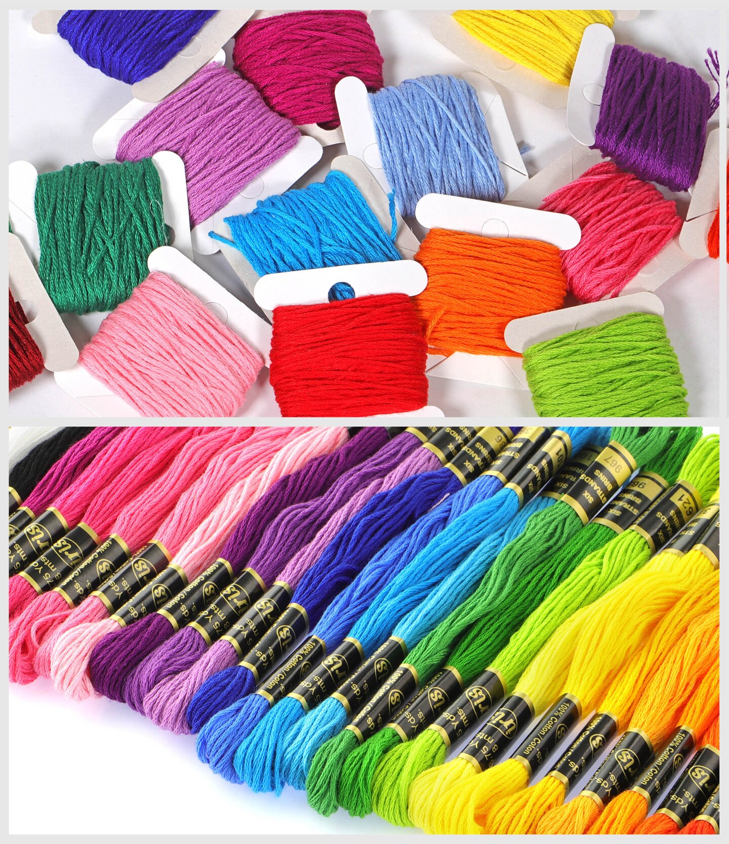 Essentials By Leisure Arts and Iris Embroidery Floss Jumbo 117 Pack - 6 Strand Cotton Floss with Bobbins for Cross Stitch, Embroidery, Craft Projects