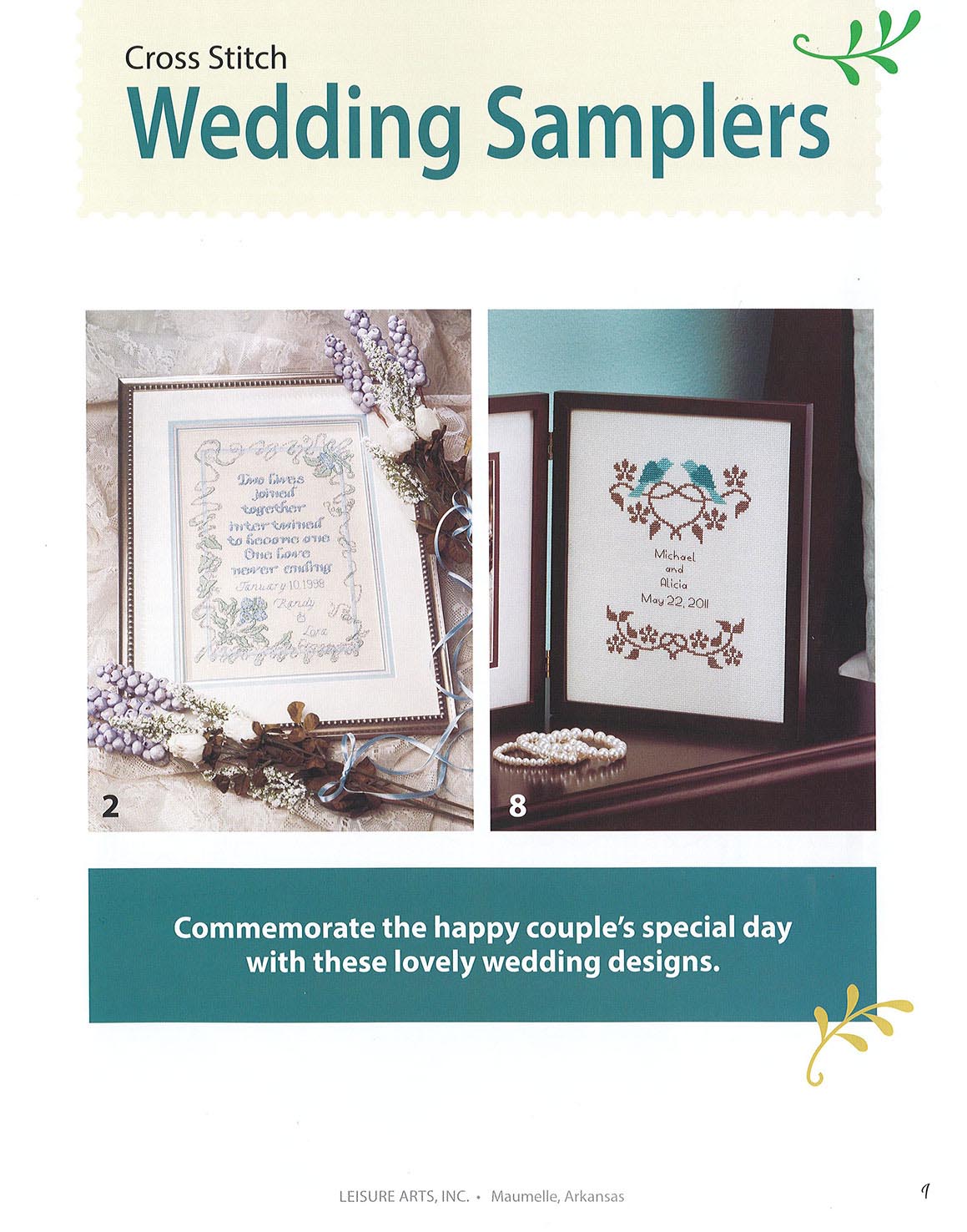 Leisure Arts Wedding Samplers Cross Stitch Book