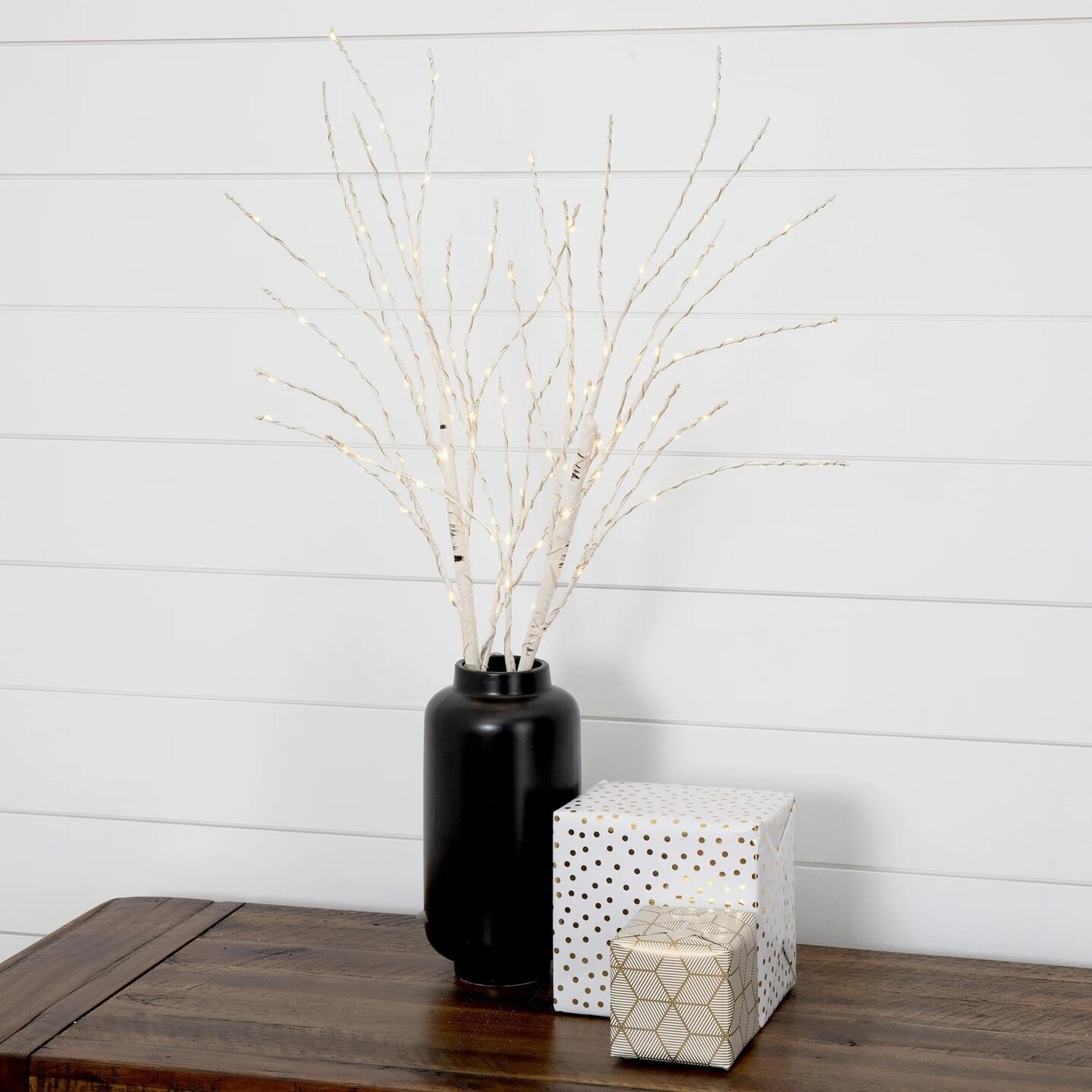 Nearly Natural Set of 2 Pre-Lit Birch Artificial Tree Twig Branches 2.5&#x27;, Warm White LED Lights