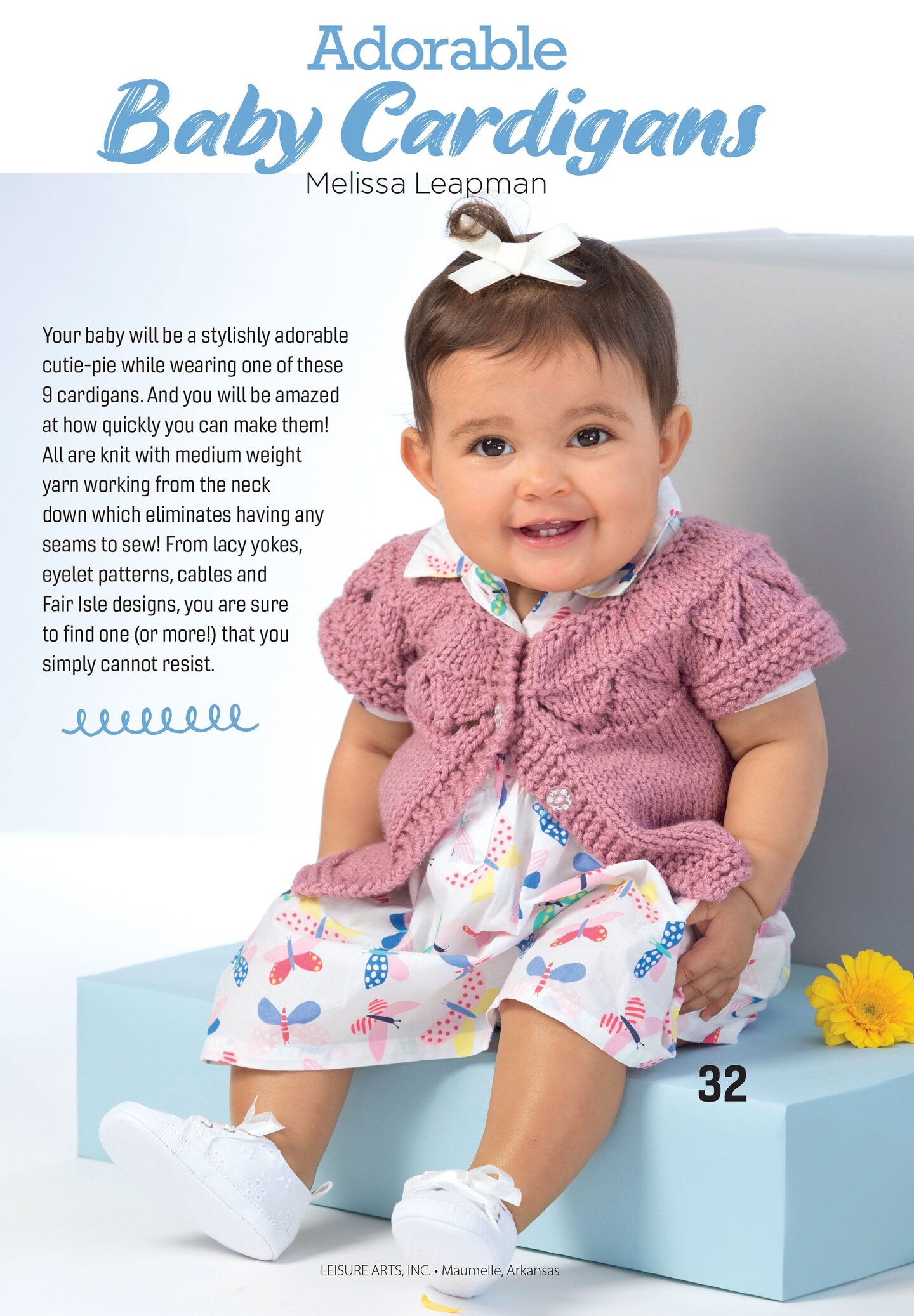 Leisure Arts Adorable Baby Cardigans Knitting Book