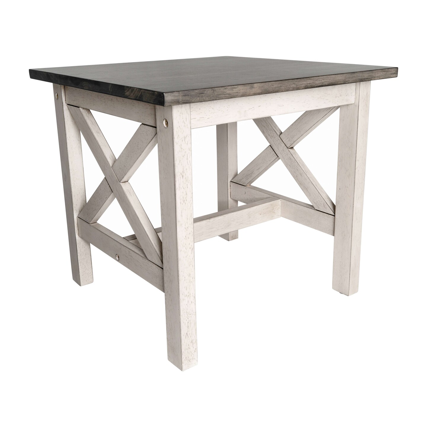 Merrick Lane Matty Rustic End Table, Farmhouse Style Solid Wood Accent Table