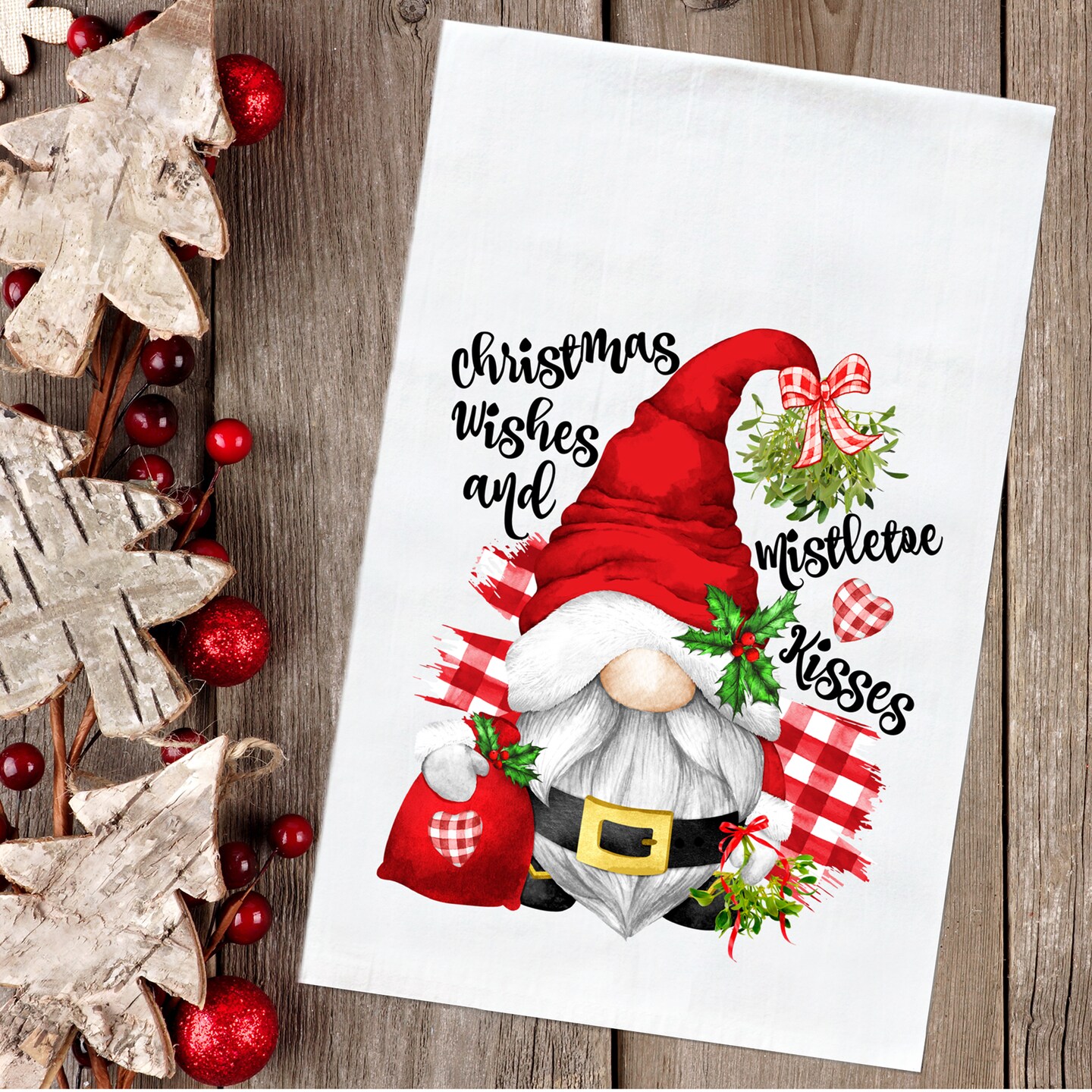 Christmas Towel - Santa Kitchen Towel - Flour Sack Towel - Christmas Decor  - Christmas Tea Towel