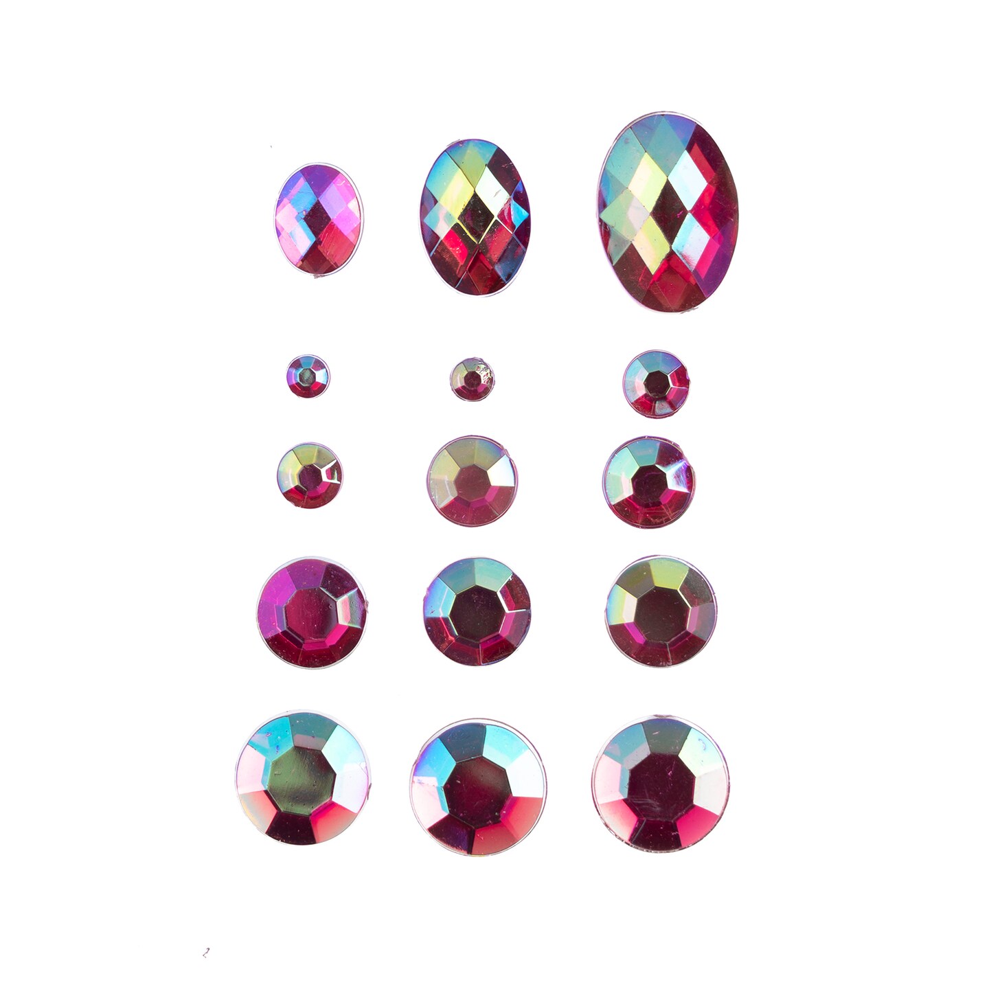 John Bead Pink AB Assorted Round & Oval Acrylic Flat Back Rhinestones Box