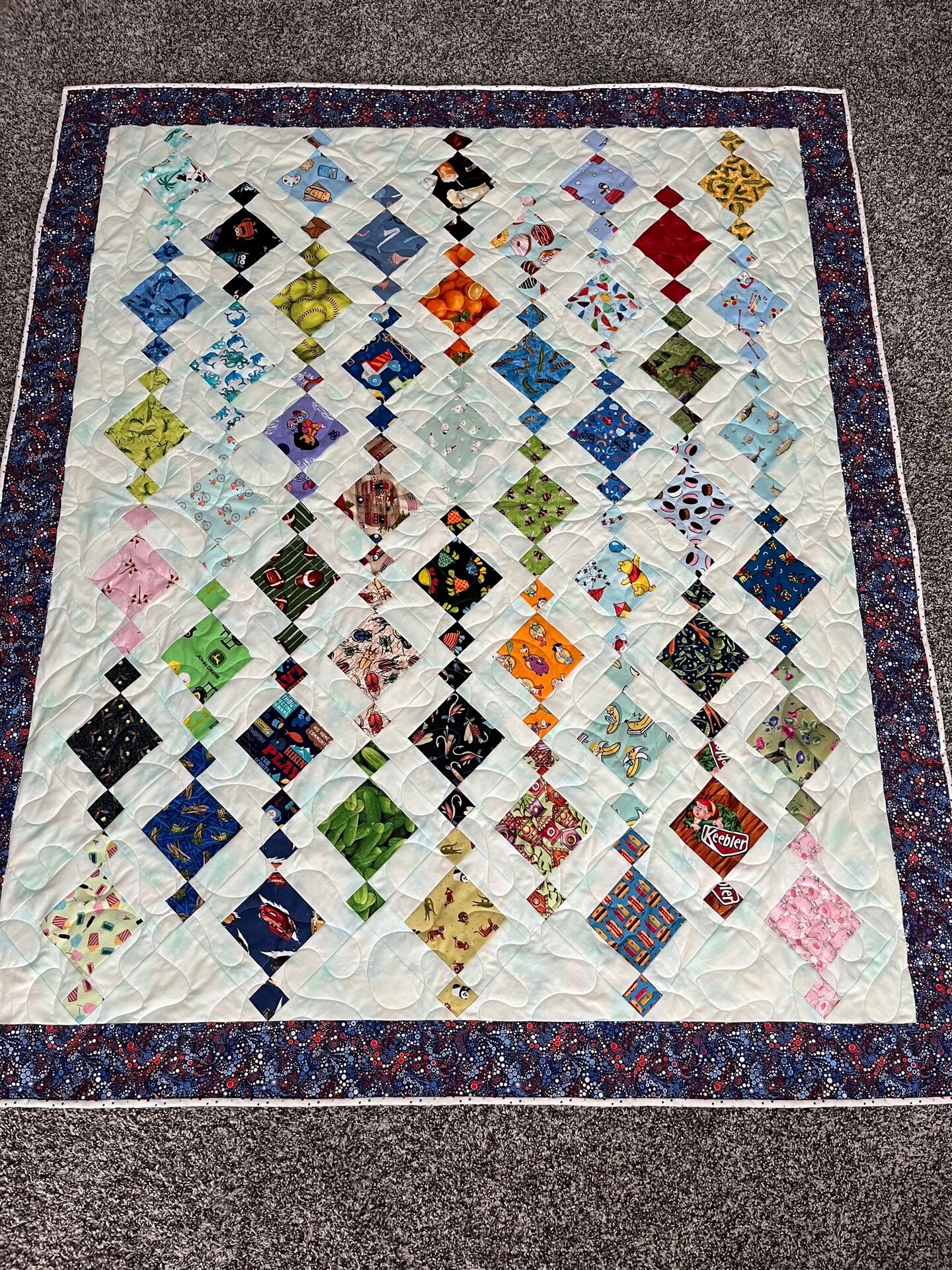 Unique Handmade Patchwork Heirloom I-Spy selling Quilt - Unisex (931)