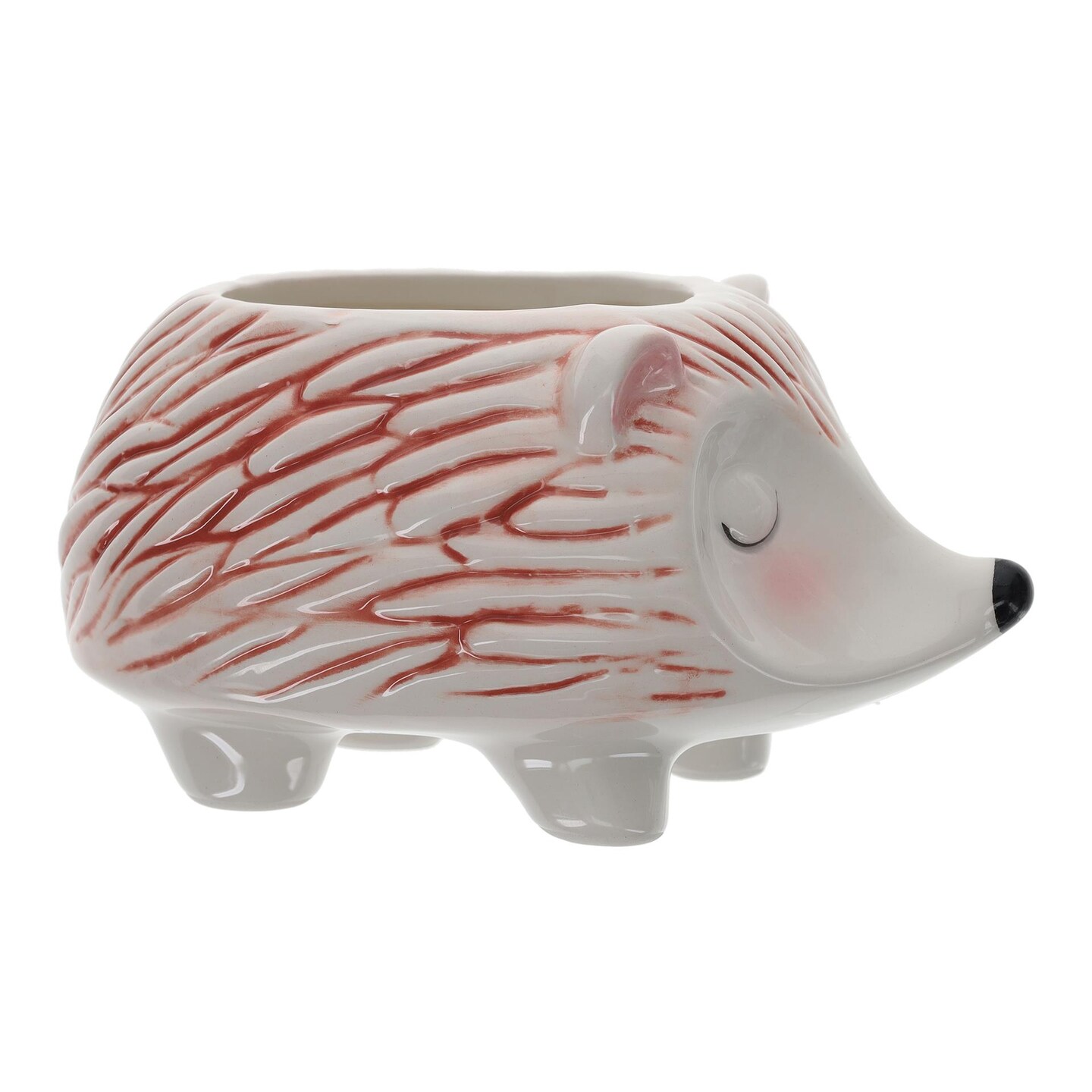 Leisure Arts Floral Pot Hedgehog 6.5"X 3.75"X 3.25" - Small Flower Pots For Indoor Plants, Succulents, Plant Pots, Indoor Planter, Ceramic Pots For Plants