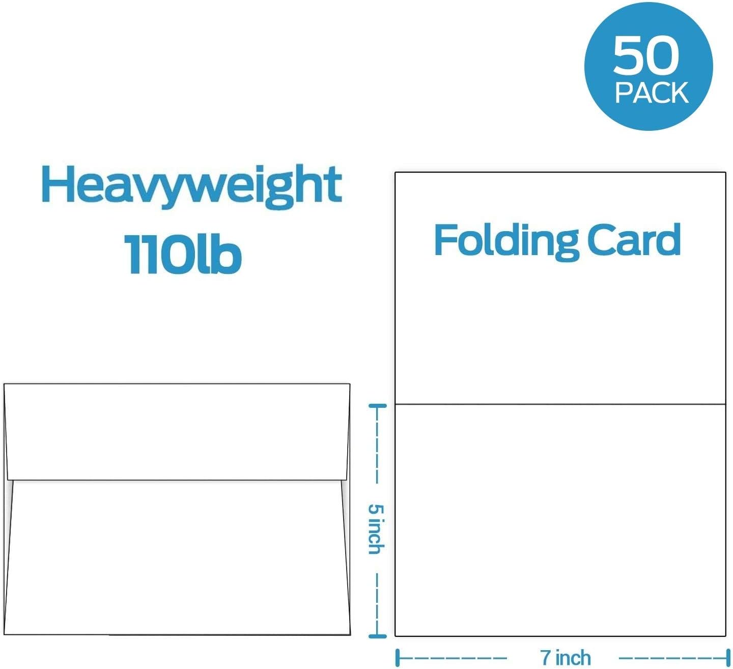 Blank White Cards and Envelopes 50 Pack, Ohuhu 5 x 7 Heavyweight Folded Cardstock and A7 Envelopes for DIY Greeting Cards, Wedding, Birthday, Invitations, Thank You Cards &#x26; All Occasion