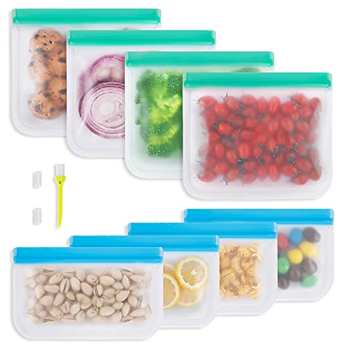 Reusable Food Storage Bags Leakproof Silicone Ziplock Bags BPA Free Lunch Bag  Meat Fruit Veggies Freezer Bags Dishwasher Safe