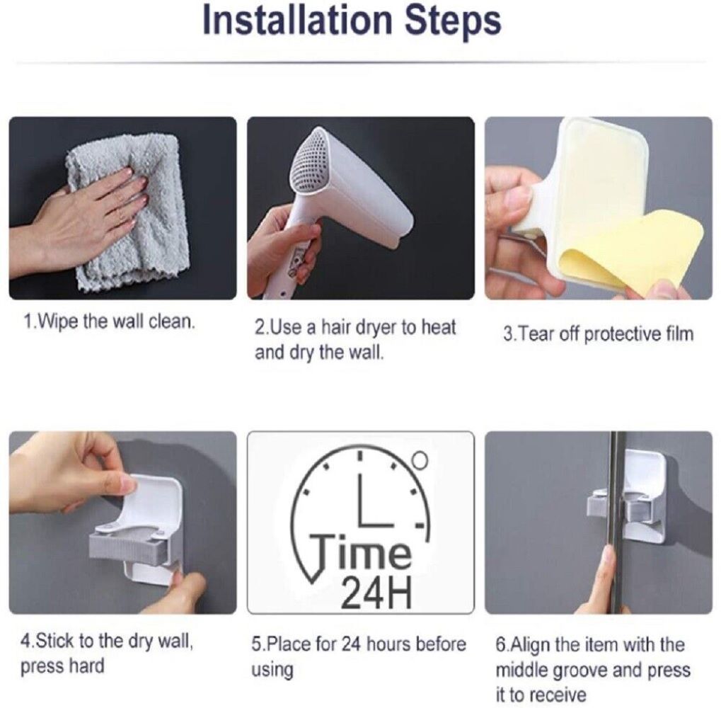 Kitcheniva Self-Adhesive Wall-Mounted Broom Holder Set of 4