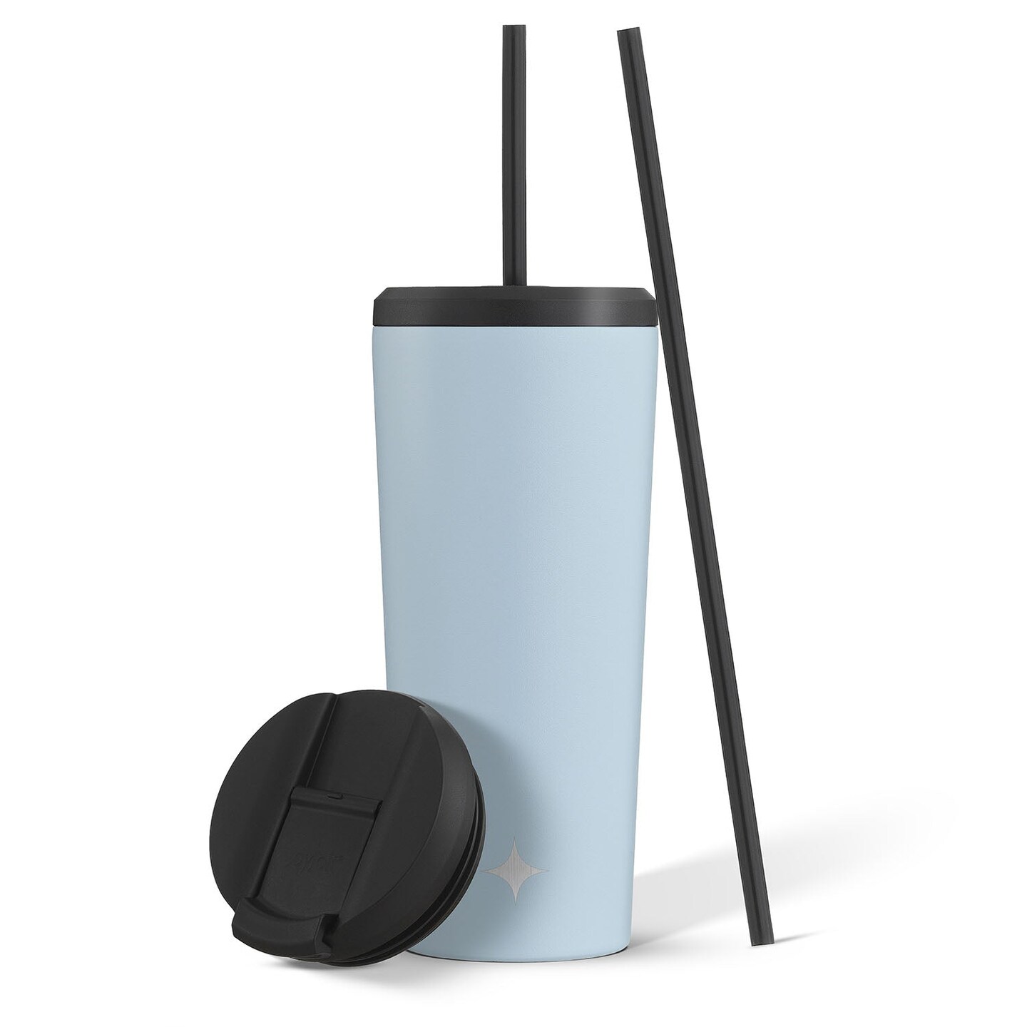 JoyJolt Vacuum Insulated Tumbler with Flip Lid and Straw - 24 oz - Blue