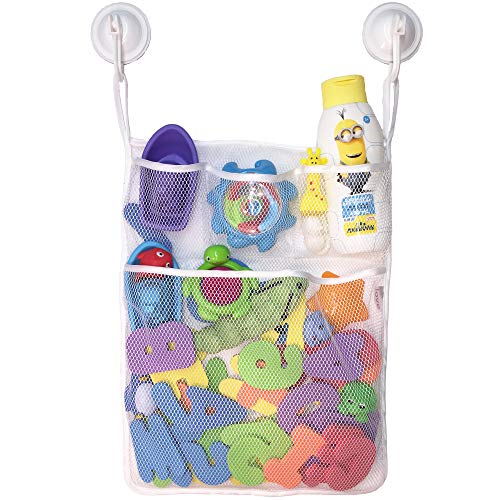 Lilly&#x27;s Love Bath Toy Storage - Large 14 x 20 inch Bathtub Toy Holder + 2 Locking Hooks, Quick Dry &#x26; Easy for Kids to Put Bath Toys Away