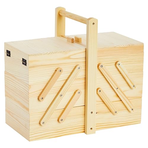 Juvale Wooden Sewing Box Organizer for Sewing Supplies with 3 Tier