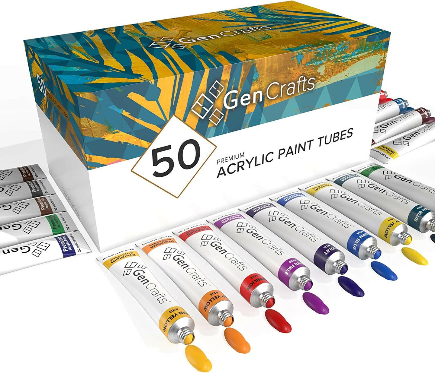 Acrylic Paint - Set of 50 Premium Vibrant Colors - Quality Non Toxic  Pigment Paints for Canvas, Paper, Wood, Crafts, and More