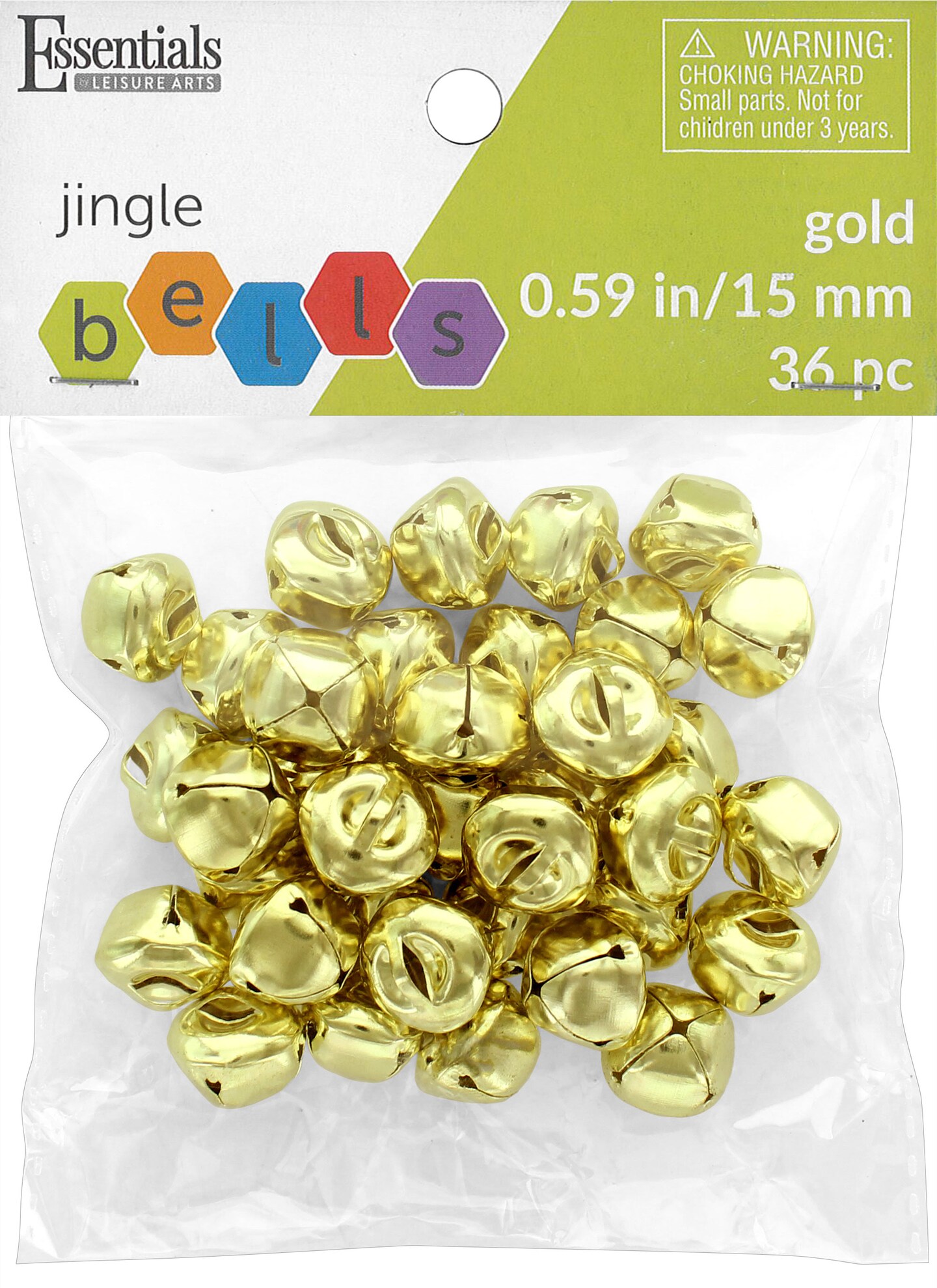 Essentials By Leisure Arts Arts Jingle Bells 15mm Gold 36pc