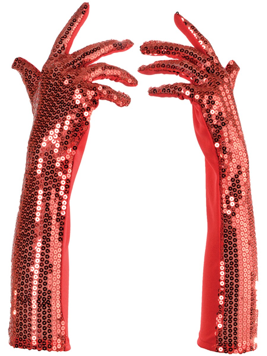 Women&#x27;s Red Sequin Gloves Costume Accessory