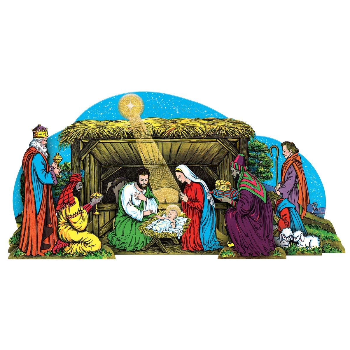 12pc Vintage Glittered Nativity Scene Table Decorations for Festive Holiday Decor