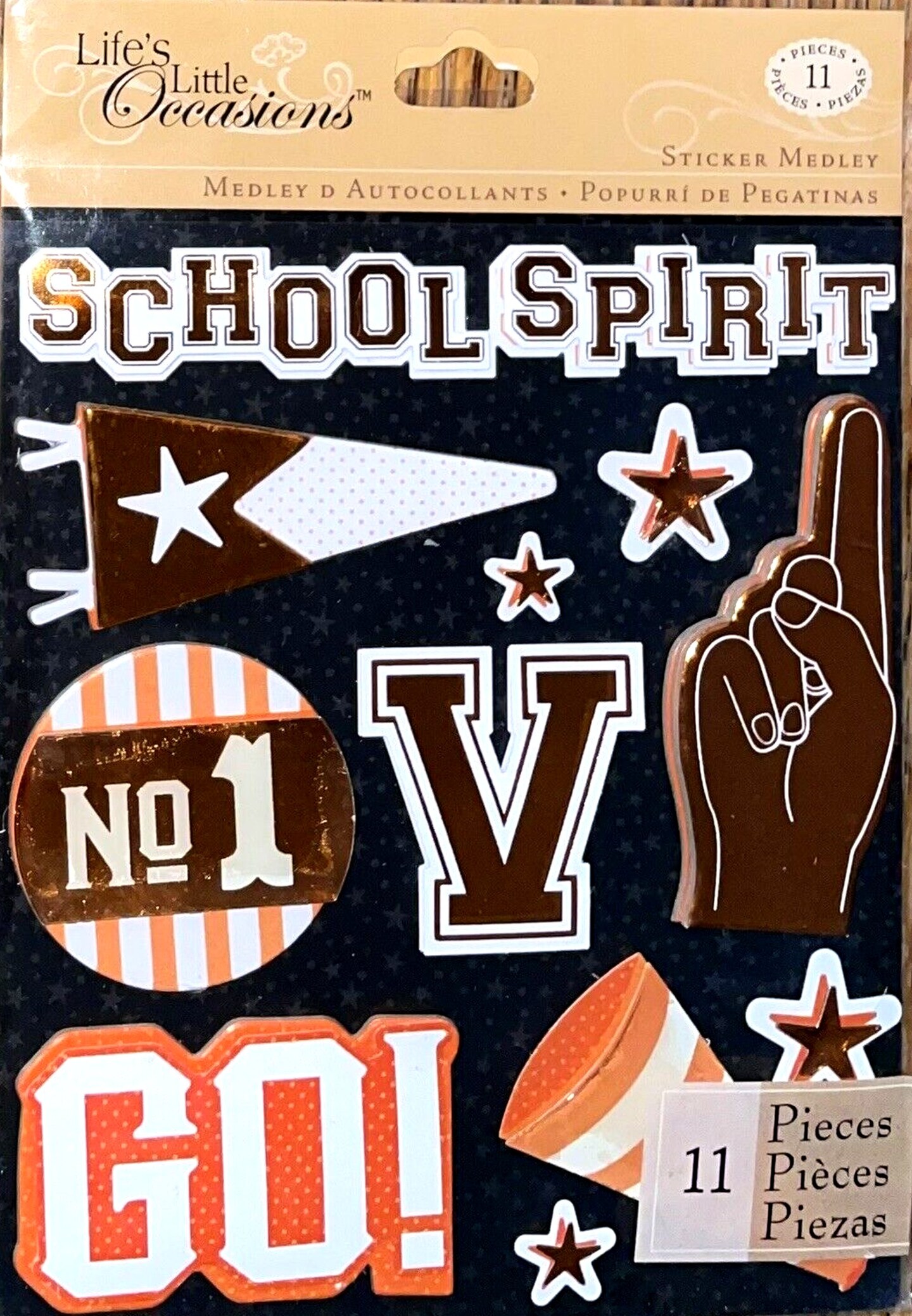 K &#x26; Company Life&#x27;s Little Occasions Orange School Spirit Dimensional Stickers
