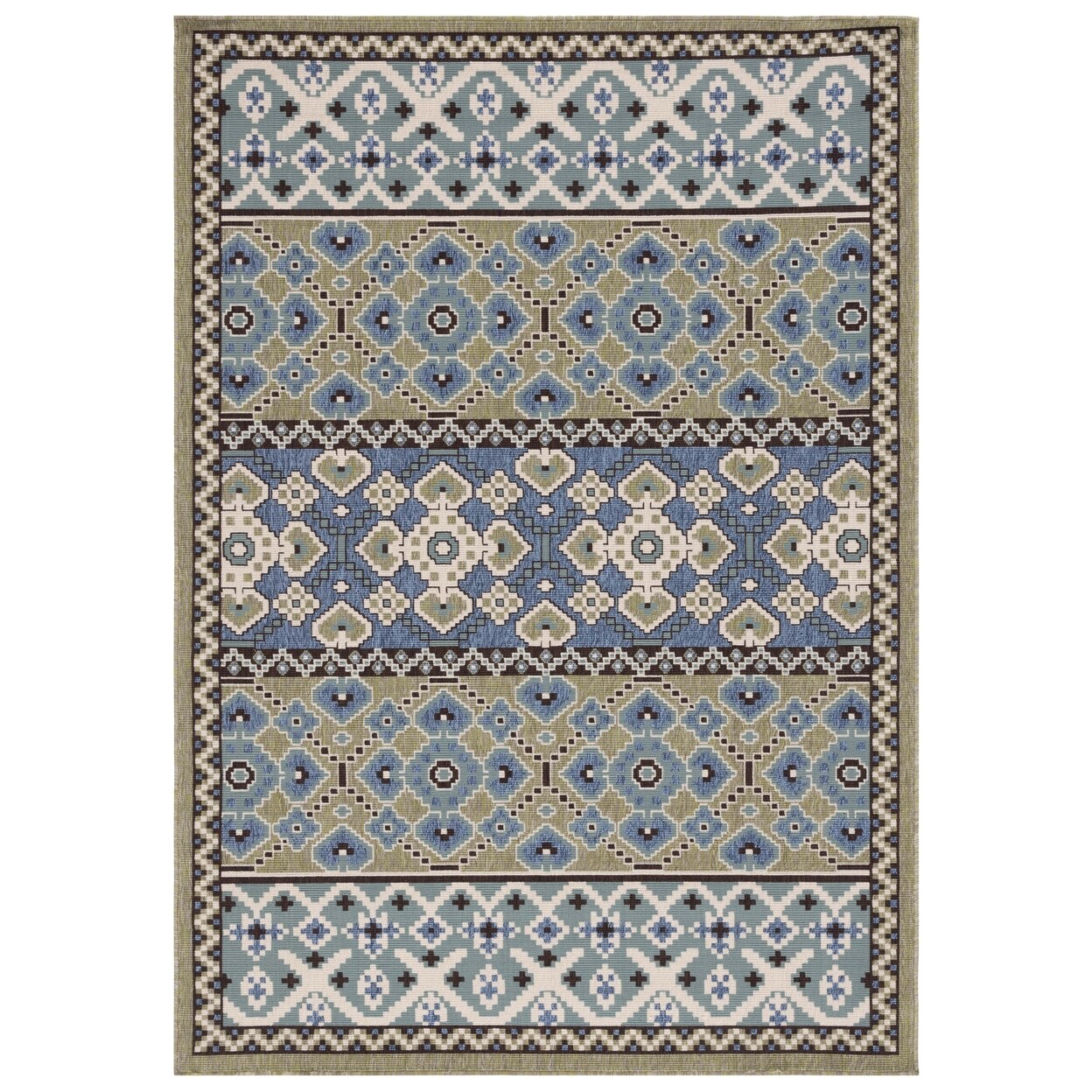 Safavieh Outdoor Ver093-0642 Veranda Green / Blue Rug Traditional High Traffic