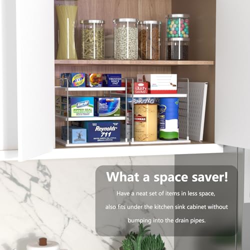 WANCHIY Pantry Organizers and Storage, Foil and Plastic Wrap Organizer- Divided Compartment Holder for Aluminum Foil&#x26;Wraps&#x26;Baggie Boxes, Upgraded Shelf Organizer for Pantry Organizer, Pantry Storage