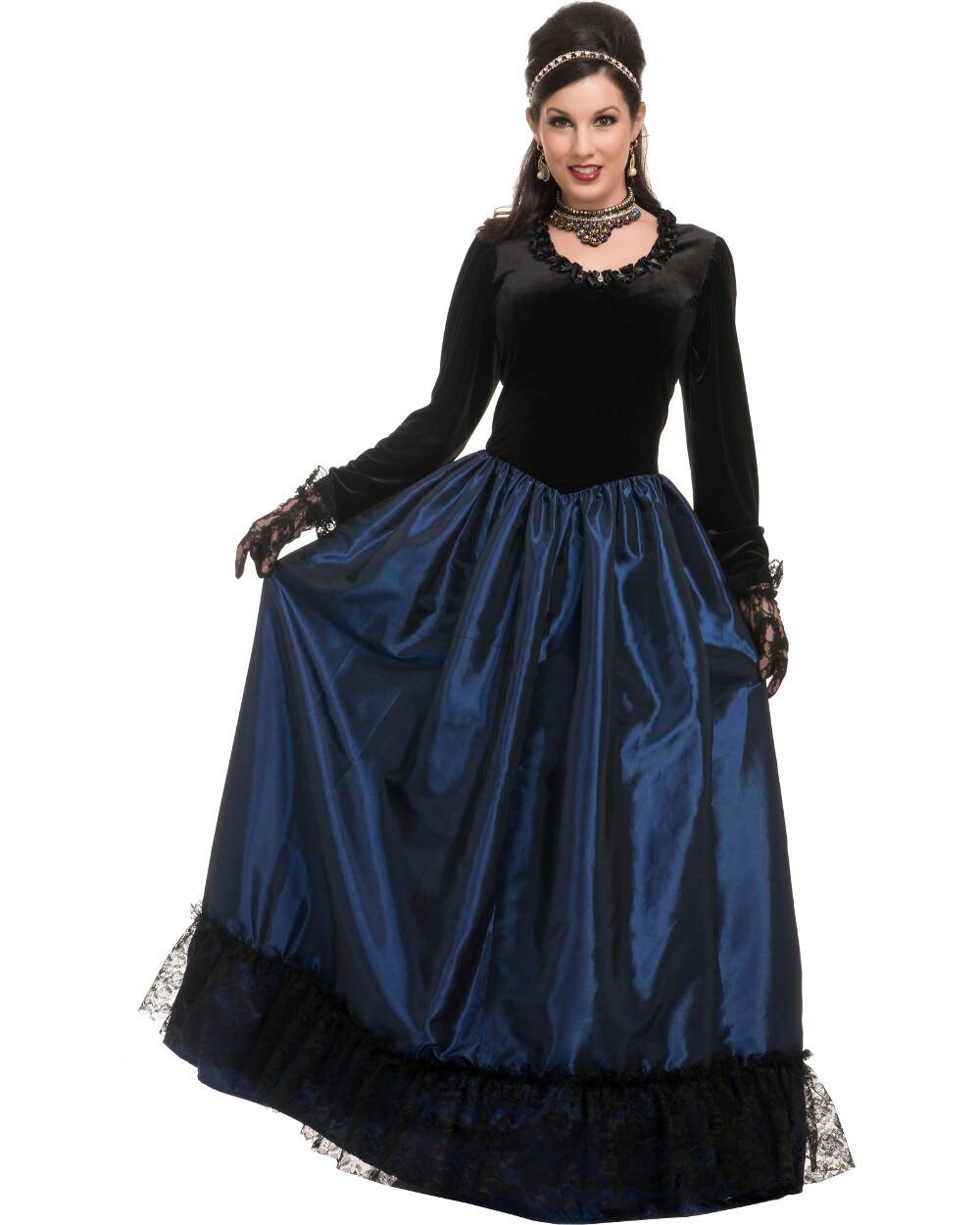 Adult Womens Dark Victorian Era Funeral Lady Princess Dress Costume