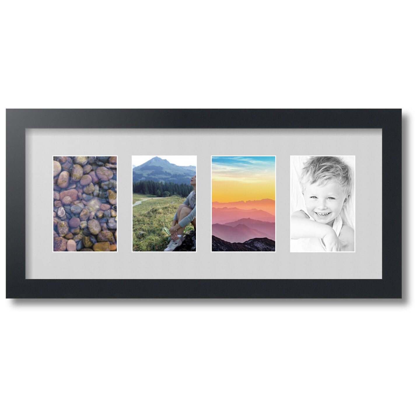 ArtToFrames Collage Photo Picture Frame with 4 - 4x6 inch Openings, Framed  in Black with Over 62 Mat Color Options and Plexi Glass (CSM-3926-14)