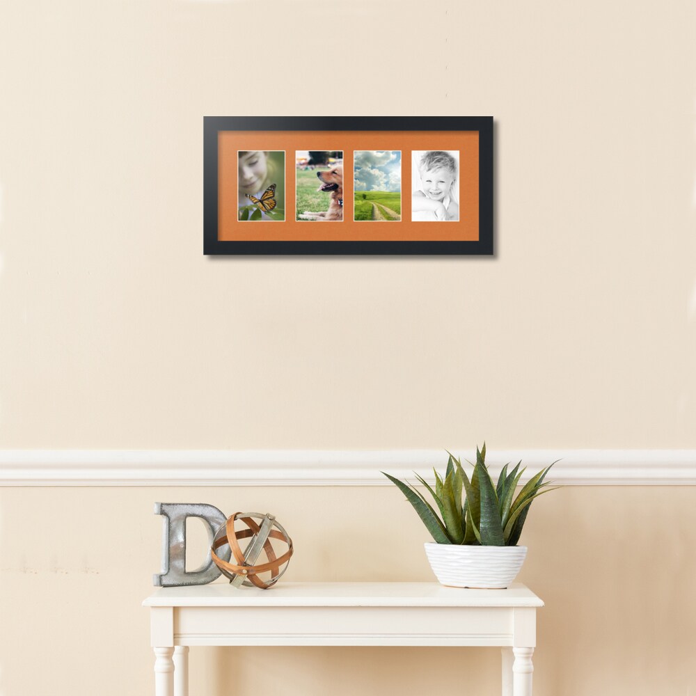 ArtToFrames Collage Photo Picture Frame with 4 - 4x6 inch Openings, Framed in Black with Over 62 Mat Color Options and Plexi Glass (CSM-3926-14)