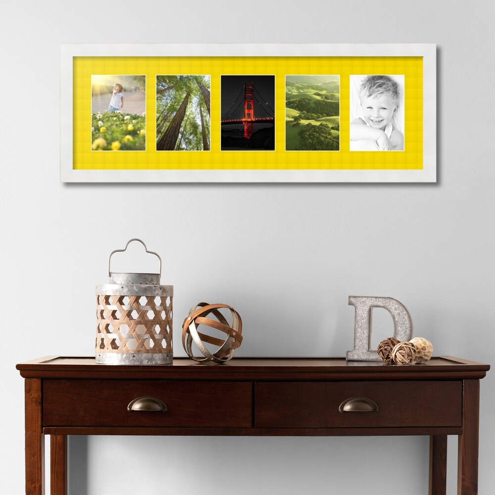 ArtToFrames Collage Photo Picture Frame with 5 - 5x7 inch Openings, Framed in White with Over 62 Mat Color Options and Plexi Glass (CSM-3966-152)