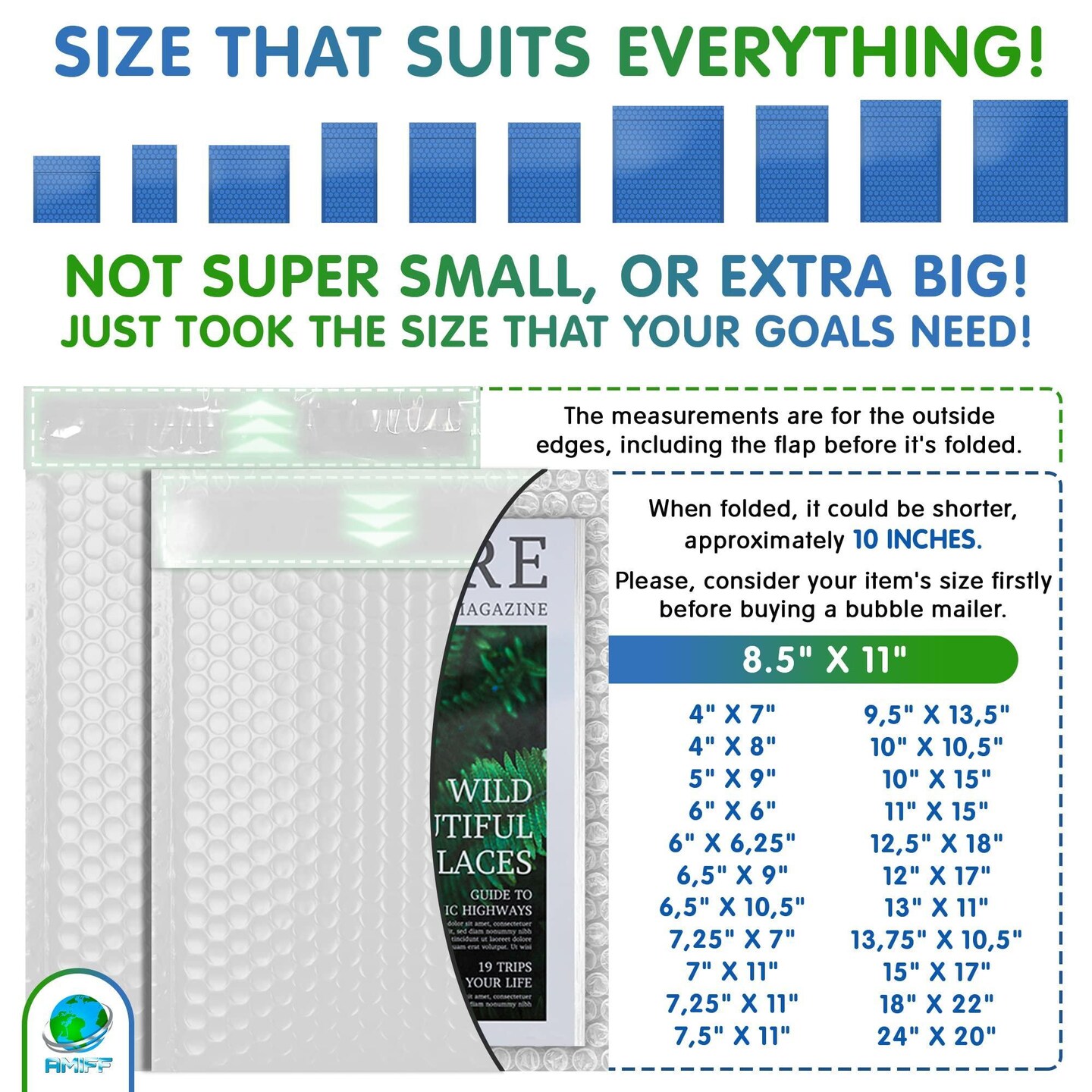 AMZ Self Seal White Bubble Mailers Pack of 25 Plastic Bubble Envelopes 8.5 x 11 Padded Mailers Bubble Envelope Mailers Padded Mailing Envelopes Poly Bubble Mailers