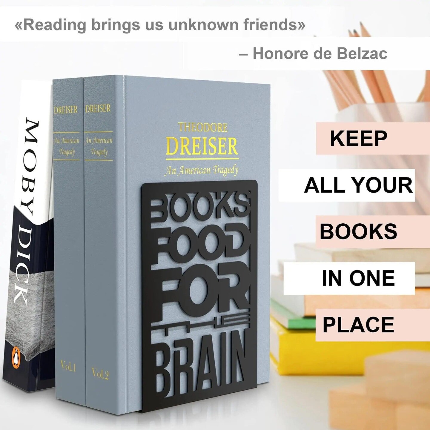 Metal Book Ends For Shelves   Trendy Black Bookends For Heavy Books With Non Slip Pads   Unique Decorative Book Stoppers Match Home Office School Library   2 Piece Holder Set For Movies CDs Books