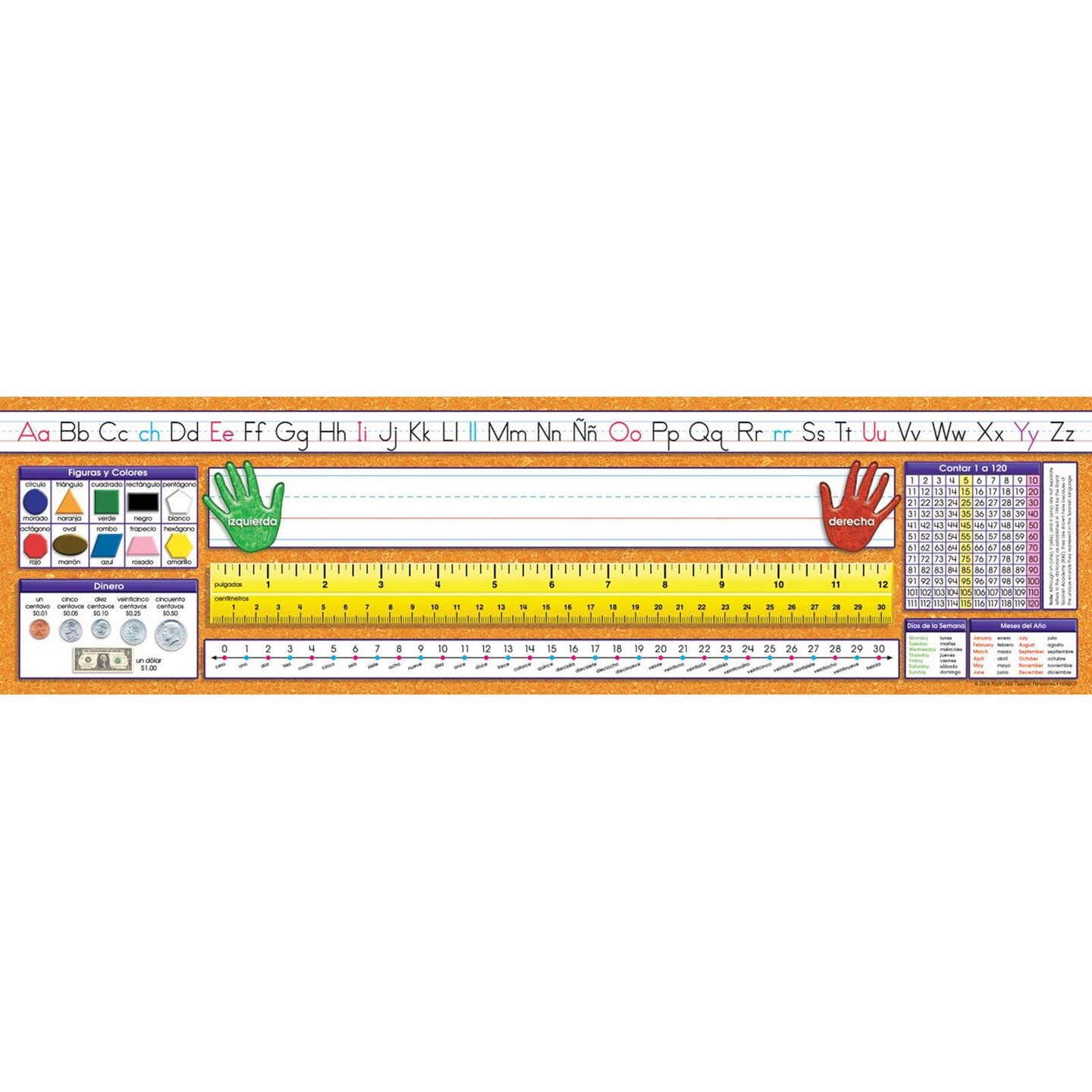 Traditional Manuscript Spanish Desk Plates, 19&#x22; x 5&#x22;, 36 Per Pack, 3 Packs